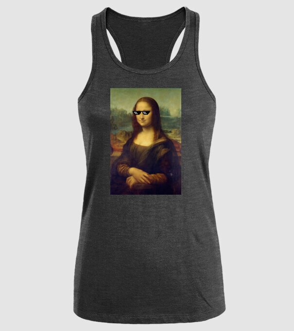 Mona Lisa Deal with it model negru pe tricou