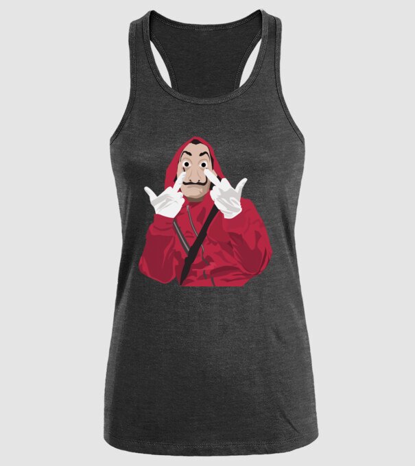 money heist fcku model negru pe tricou