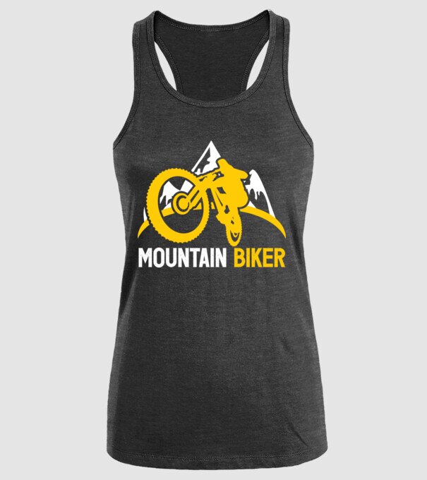 mountain biker model negru pe tricou