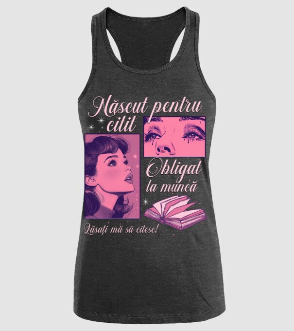 Născut pentru citit obligat la muncă lăsați-mă să citesc model negru pe tricou