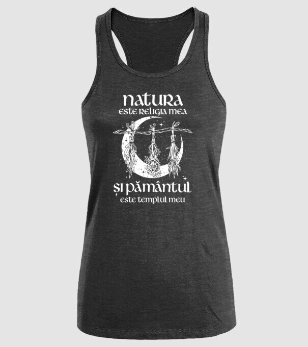 Natura este religia mea model negru pe tricou