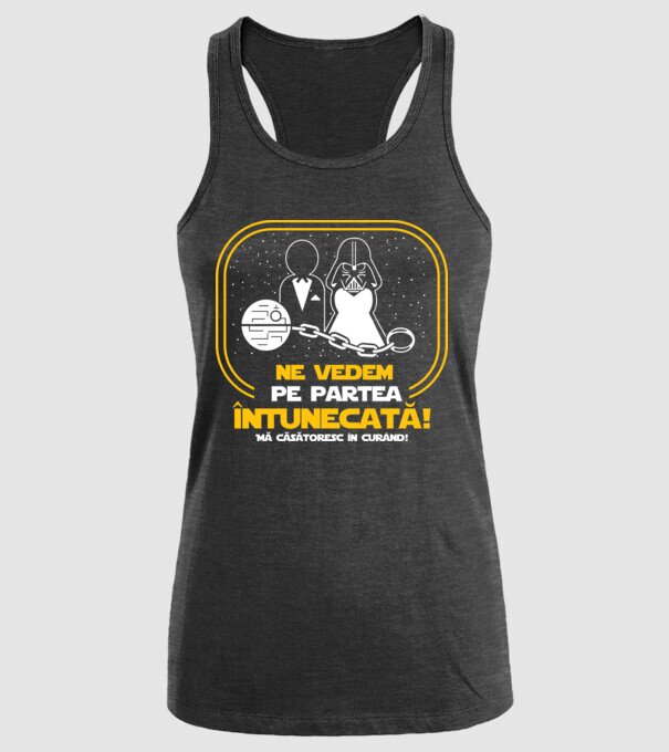 Ne vedem pe partea întunecată model negru pe tricou