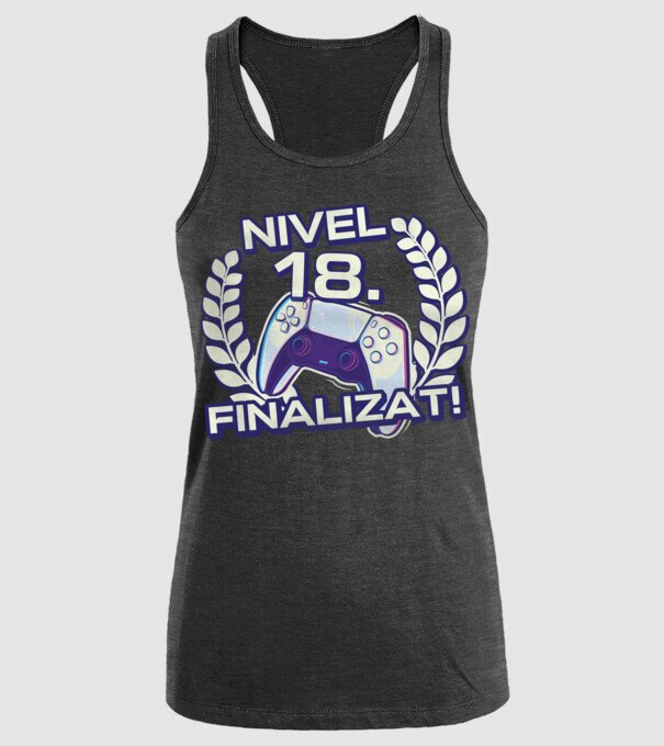 Nivel 18 finalizat! model negru pe tricou