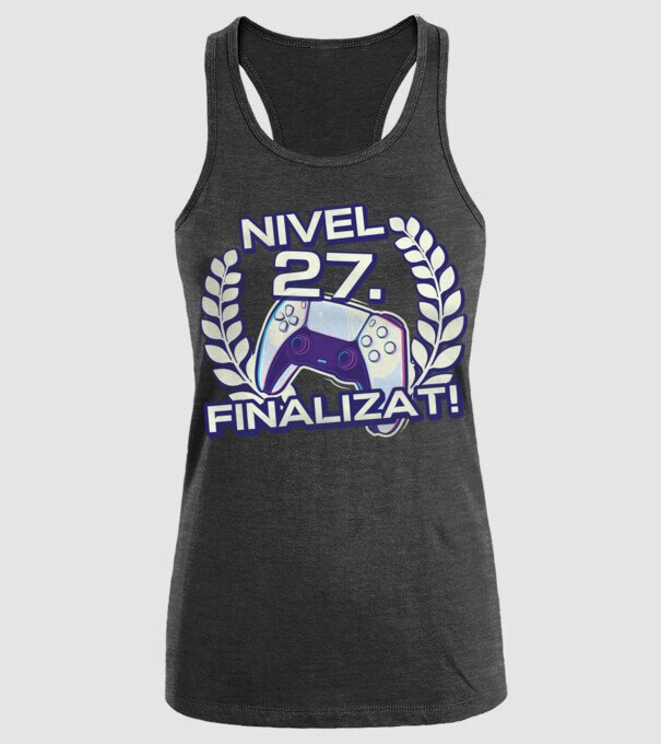Nivel 27 finalizat! model negru pe tricou