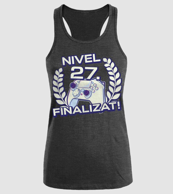 Nivel 27 finalizat! model negru pe tricou