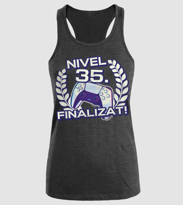 Nivel 35 finalizat! model negru pe tricou