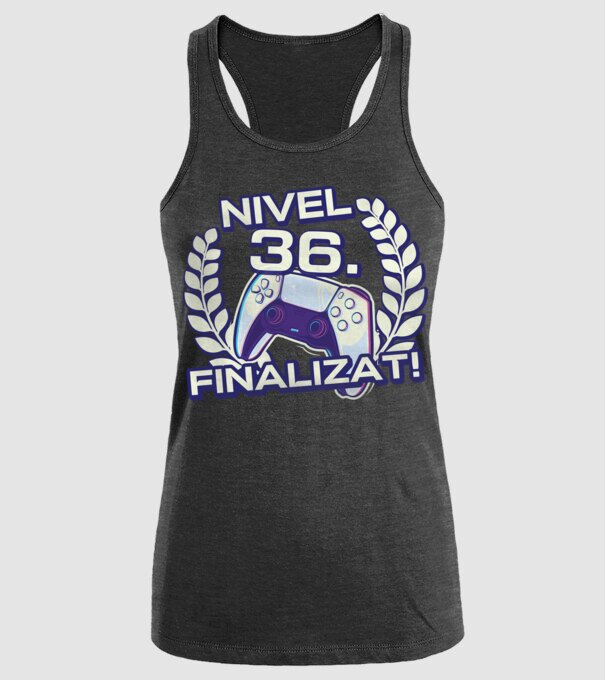 Nivel 36 finalizat! model negru pe tricou