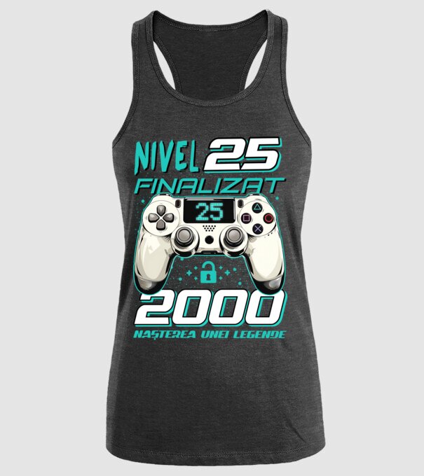Nivel finalizat 25 2000 model negru pe tricou
