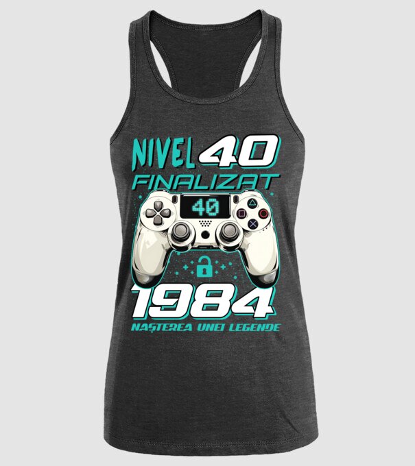 Nivel finalizat 40 1985 model negru pe tricou