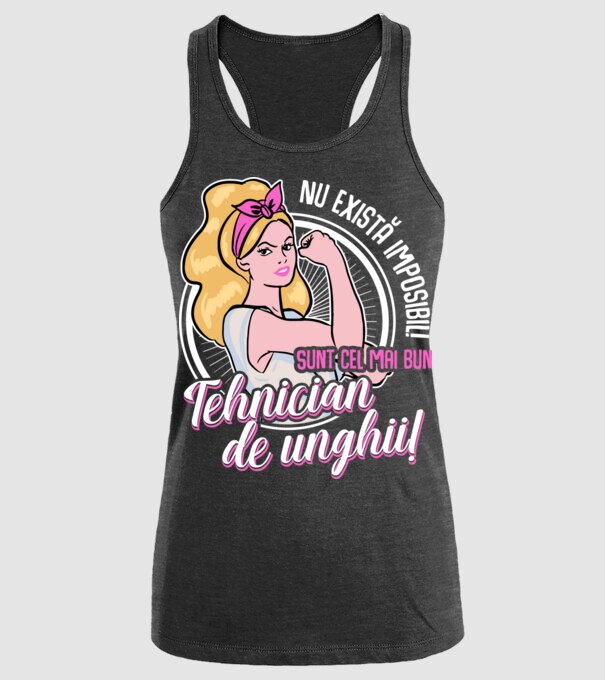 Nu există imposibil! Sunt cel mai bun tehnician de unghii! model negru pe tricou