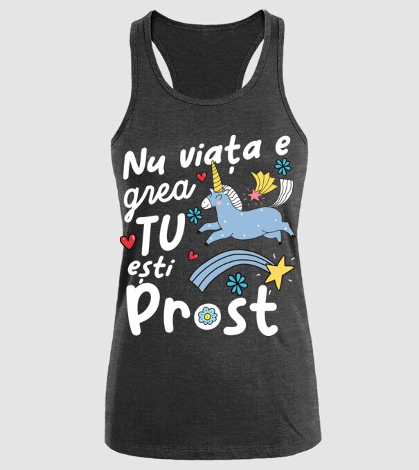 Nu viața e grea, tu ești prost model negru pe tricou