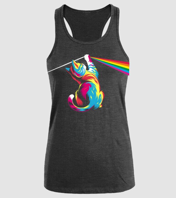 Pisica prismă model negru pe tricou