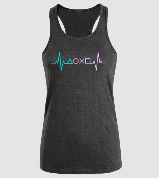 Playstation Symbols EKG model negru pe tricou