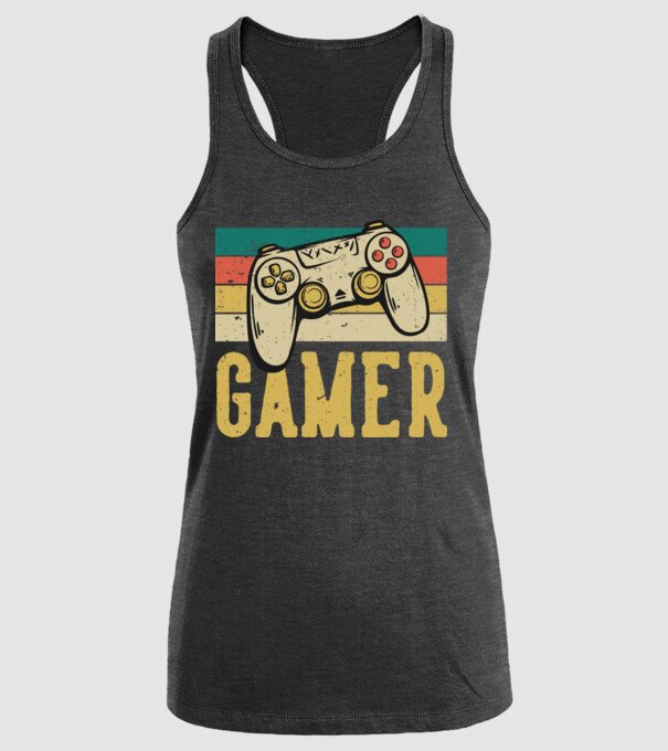 Retro gamer model negru pe tricou