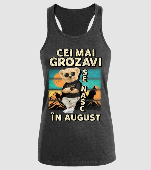 RETRO teddy AUGUST model negru pe tricou