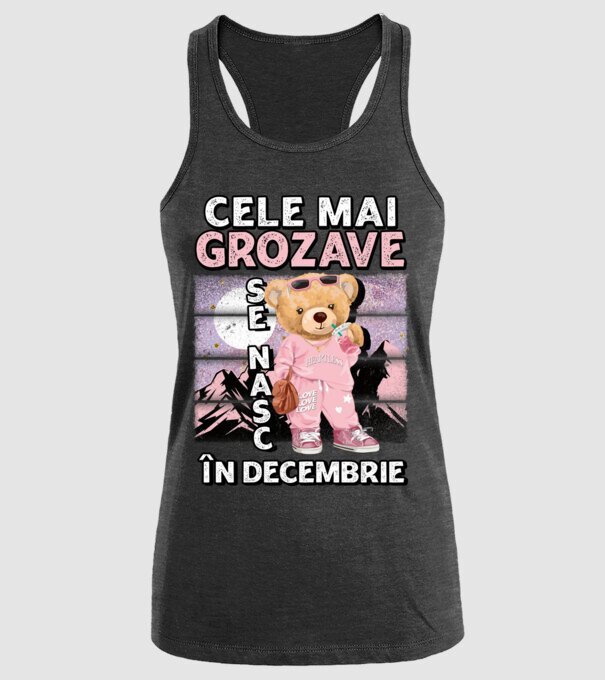 RETRO teddy fetişcană DECEMBRIE model negru pe tricou