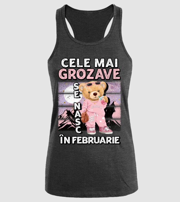 RETRO teddy fetişcană FEBRUARIE model negru pe tricou