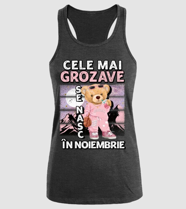 RETRO teddy fetişcană NOIEMBRIE model negru pe tricou