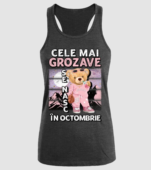 RETRO teddy fetişcană OCTOMBRIE model negru pe tricou
