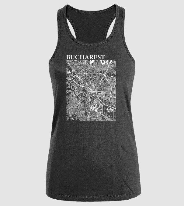 România Bucharest map model negru pe tricou
