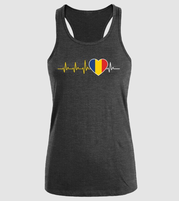 România heartbeat model negru pe tricou