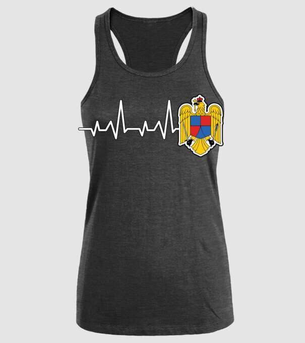 ROMANIA heartbeat model negru pe tricou