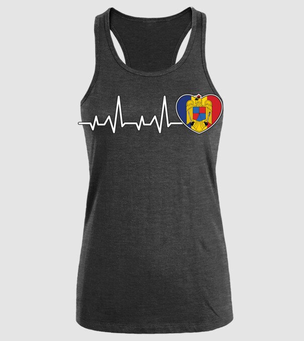 ROMANIA heartbeat model negru pe tricou