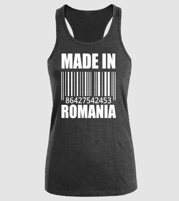 România made in model negru pe tricou