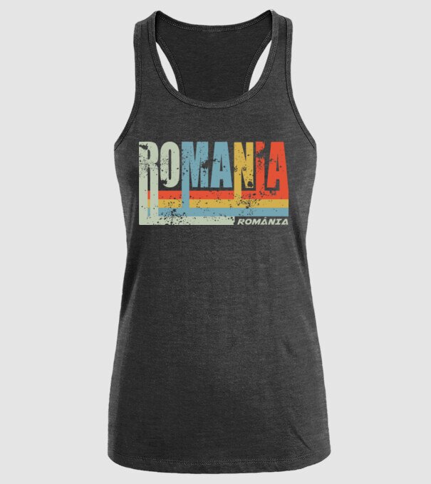 România retro model negru pe tricou