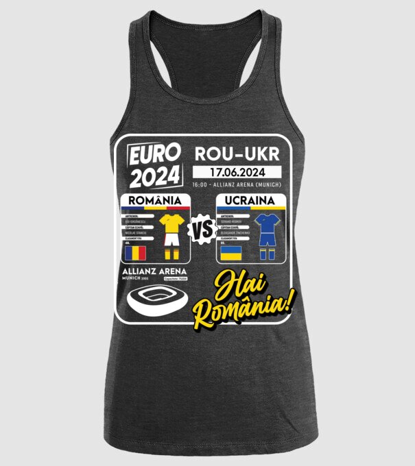 ROU-UKR euro 2024 calendar model negru pe tricou