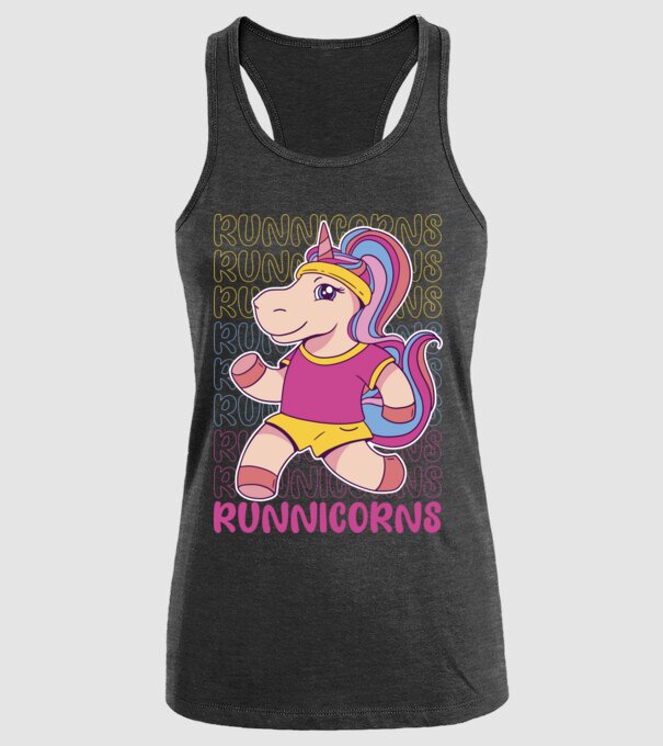 Runnicorns model negru pe tricou