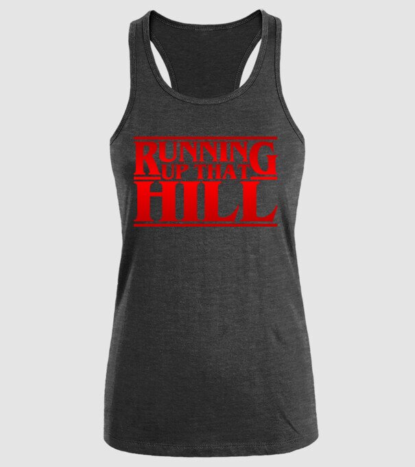 running up that hill model negru pe tricou