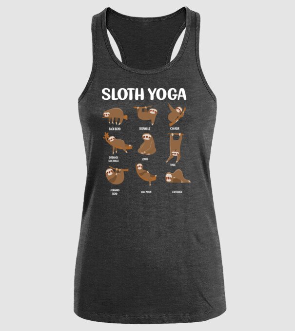 Sloth yoga model negru pe tricou