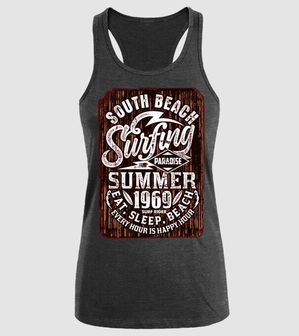 South Beach model negru pe tricou