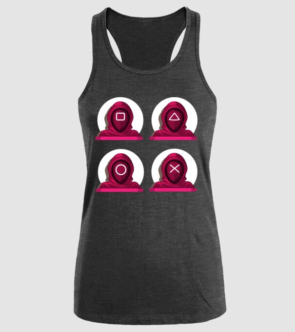 squid game characters model negru pe tricou