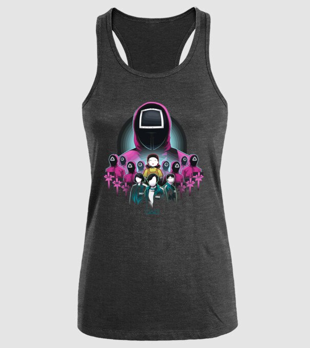 squid game crew model negru pe tricou