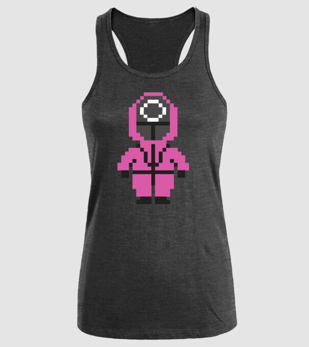 squid game pixel model negru pe tricou