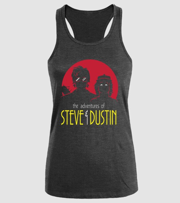 steve and dustin model negru pe tricou