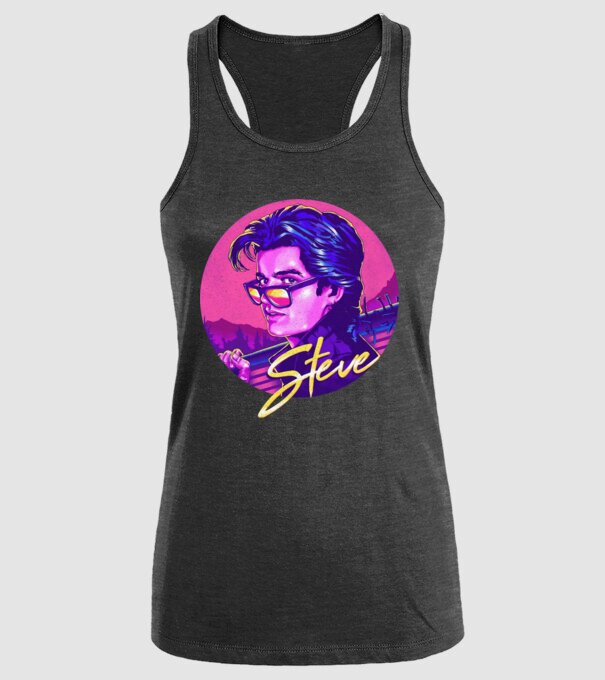steve neon stranger things model negru pe tricou