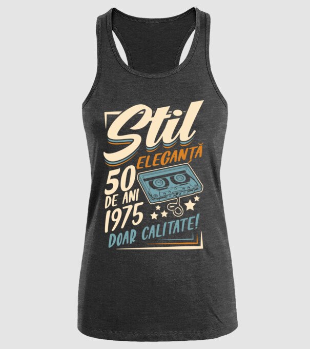 Stil eleganta 1975 model negru pe tricou