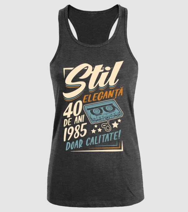 Stil eleganta 1985 model negru pe tricou