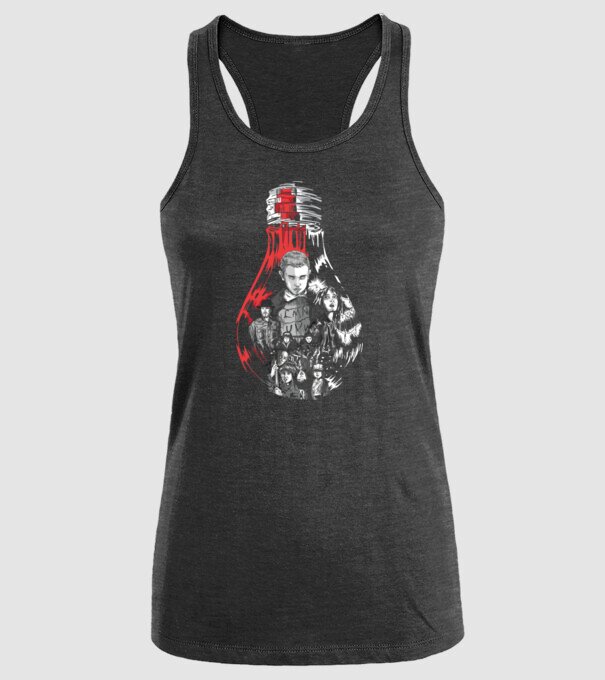stranger things bulb model negru pe tricou