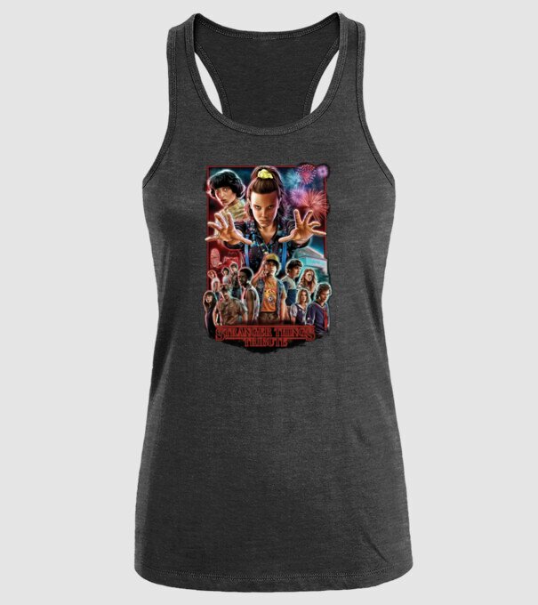 stranger things tribute poster model negru pe tricou