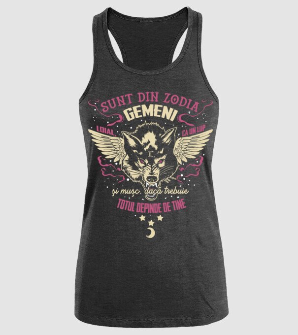 GEMENI model negru pe tricou