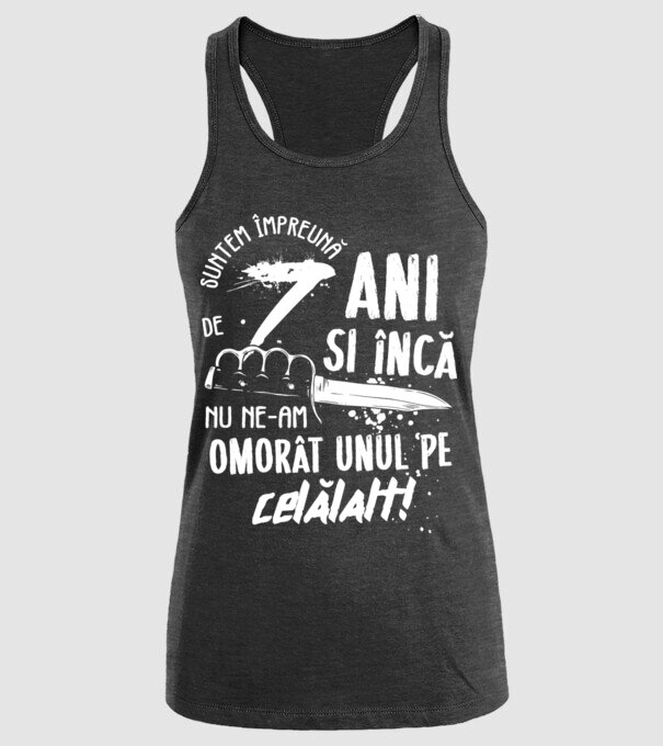 Suntem împreună de 7 ani model negru pe tricou