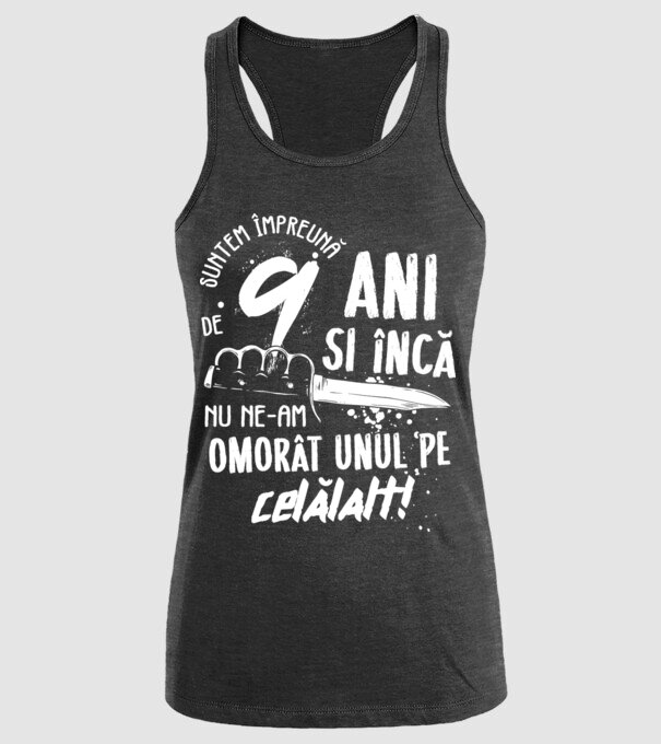 Suntem împreună de 9 ani model negru pe tricou