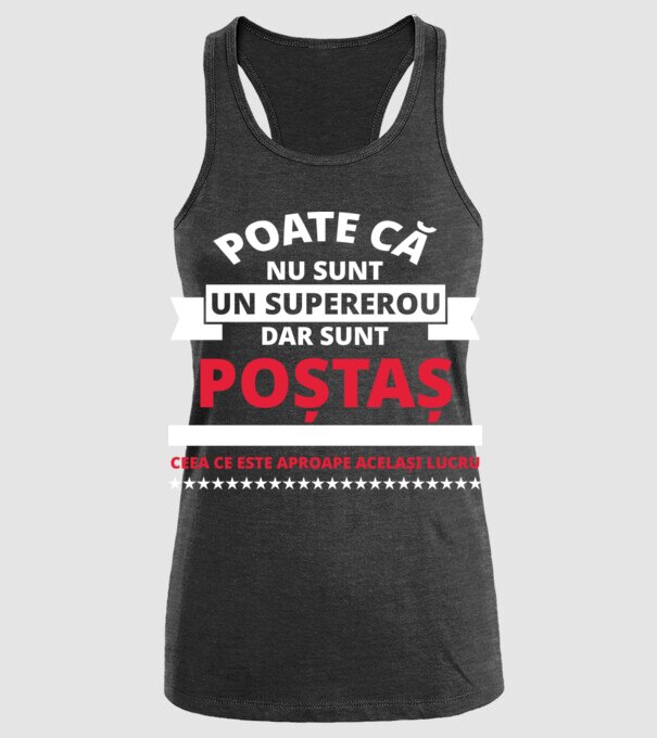 Supererou poştaş model negru pe tricou