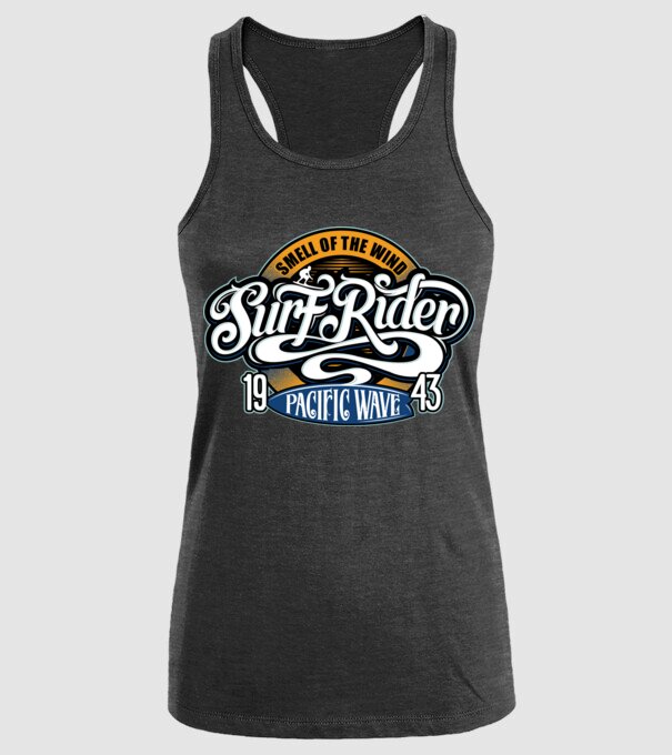 Surf Rider model negru pe tricou