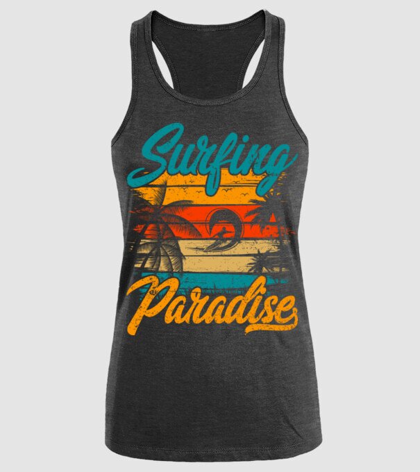 Surfing Paradise model negru pe tricou
