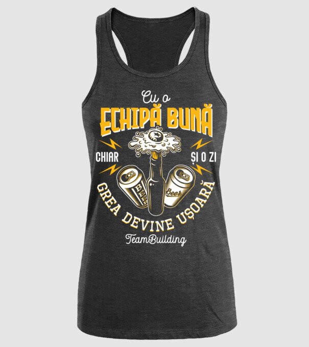 Cu o echipă bună, chiar și o zi grea devine ușoară - team building model negru pe tricou